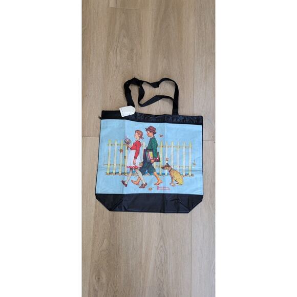 Normal Rockwell Young Love Walking To School Reusable Shopping Tote Bag - Picture 1 of 5